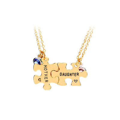 Collier Mère Fille Puzzle Doré