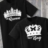 Tee-Shirt Couple Her King His Queen Crowns