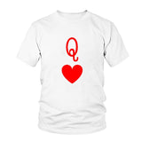 T-Shirt Couple Roi et Reine de Coeur Blanc - Reine Coeur Rouge - MatchingMood