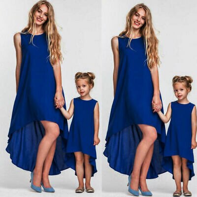 Robe Mère et Fille Bleue