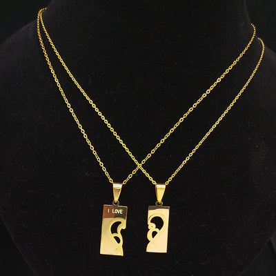 Collier Couple Love Cute Doré