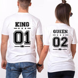 T Shirt King Queen Couple Blanc - MatchingMood
