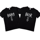 T-Shirt Couple Baby Beer noir