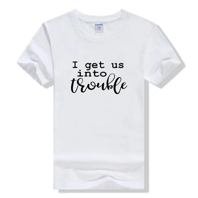 Tee Shirt Meilleures Amies Into Trouble Blanc - MatchingMood