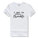 Tee Shirt Meilleures Amies Into Trouble Blanc - MatchingMood