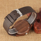 Montre Couple Bois Bracelet en Cuir Véritable Ardillon
