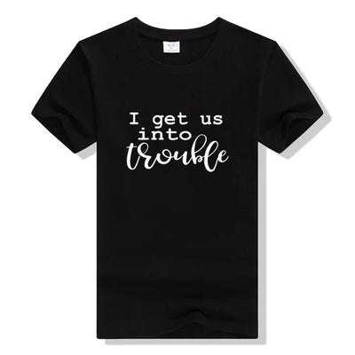 Tee Shirt Meilleures Amies Into Trouble Noir - MatchingMood