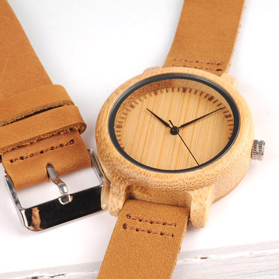 Montre Couple Bamboo Bracelet Cuir Homme - MatchingMood