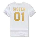 T-Shirt Sister 01 02 Blanc Or