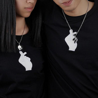 Collier Coeur Couple Cristaux