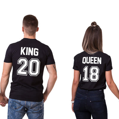 T-Shirt Couple King Queen Noir - MatchingMood