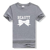 T-Shirt Couple Beauty and The Beast - Femme Gris