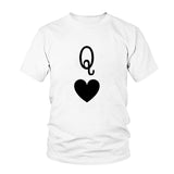 T-Shirt Couple Roi et Reine de Coeur Blanc - Reine Coeur Noir - MatchingMood