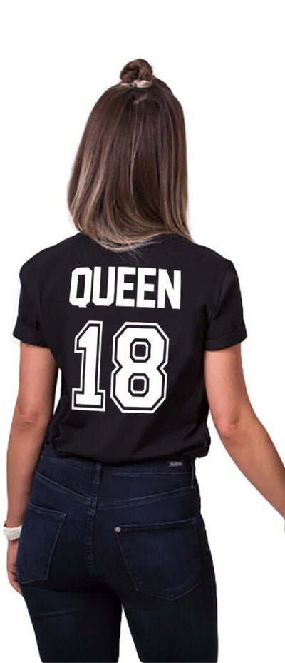 T-Shirt Couple Queen Noir  - MatchingMood