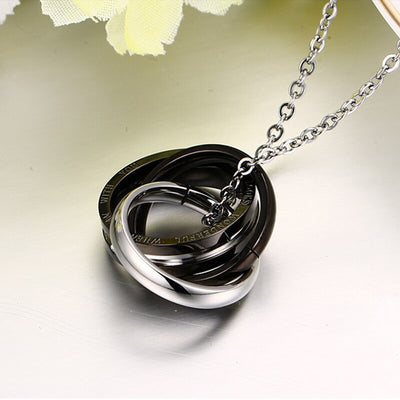 Collier Couple Anneaux Entrelacés Noir - MatchingMood