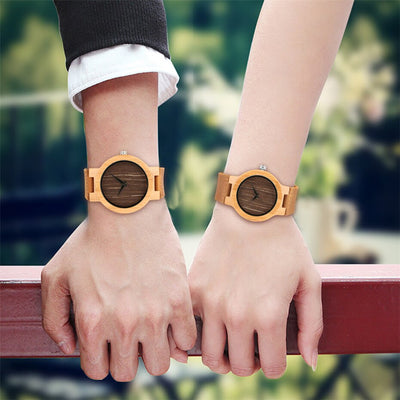 Montre Couple en Bamboo Assorties 
