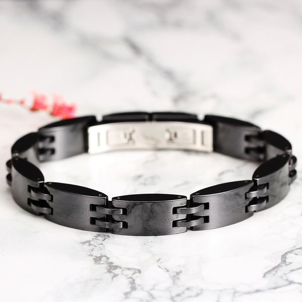 Bracelet Couple en Céramique Noir Gros Maillons - MatchingMood
