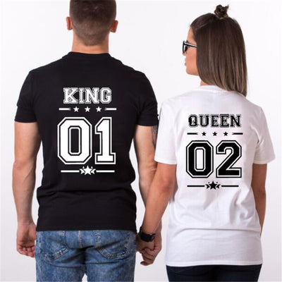 T Shirt King Queen Couple Mixte - MatchingMood