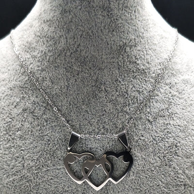 Collier d'Amitié 3 Coeurs Enlacés pour Meilleures Amies