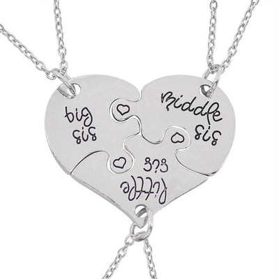 Collier de Famille Coeur 3 Parties