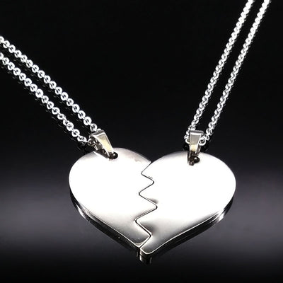 Collier Couple Coeur Séparable Dos