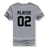 T Shirt  Player 1 Player 2 pour Meilleur Ami Gris