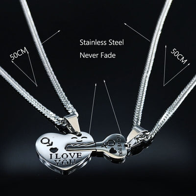 Collier Couple Clé de Mon Coeur Dimensions