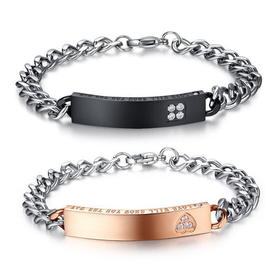 Bracelet Couple A Personnaliser Zirconia Cubiques - MatchingMood
