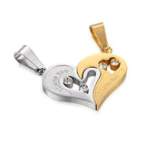 Collier Coeur Couple Cristaux Pendentifs