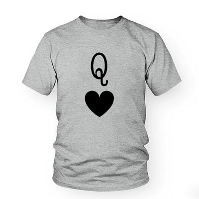T-Shirt Couple Roi et Reine de Coeur Gris - Reine de Coeur Noir - MatchingMood