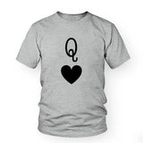 T-Shirt Couple Roi et Reine de Coeur Gris - Reine de Coeur Noir - MatchingMood