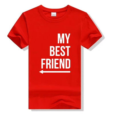 T-Shirt Meilleure Amie Pas Cher My Best Friend Rouge Flèche Gauche - MatchingMood