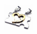 Collier Couple Puzzle Coeur Or