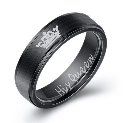 Bague Couple Couronne His Queen Noire