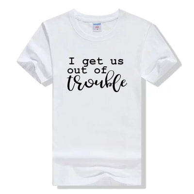 Tee Shirt Meilleures Amies Out Of Trouble Blanc - MatchingMood