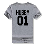 T Shirt Couple Number One Hubby Gris