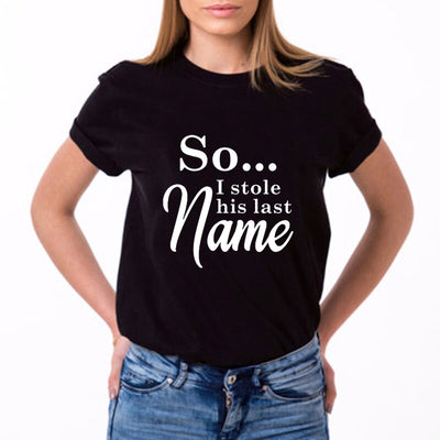 T-Shirt Couple Big Thief - I Stole His Last Name Noir - MatchingMood