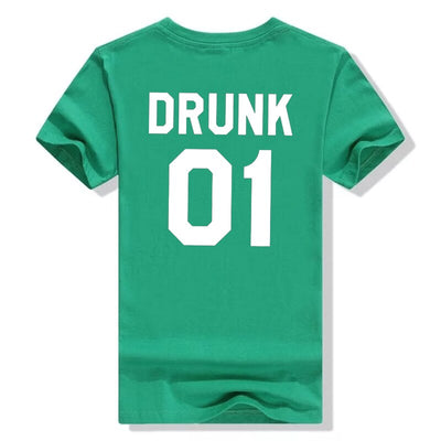 T Shirt Couple Saint Patrick DRUNK 01 Blanc