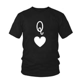 T-Shirt Couple Roi et Reine de Coeur Noir - Reine Coeur Blanc - MatchingMood