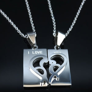 Collier Couple Love Cute argenté