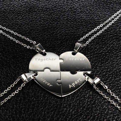 Collier d'Amitié pour 4 en Coeur - Forever Together Never Apart - MatchingMood