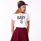 T-Shirt Couple Baby Blanc