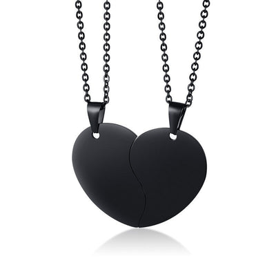 Collier d'Amitié en Coeur Brisé Noir