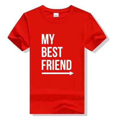 T-Shirt Meilleure Amie Pas Cher My Best Friend Rouge Flèche Droit - MatchingMood