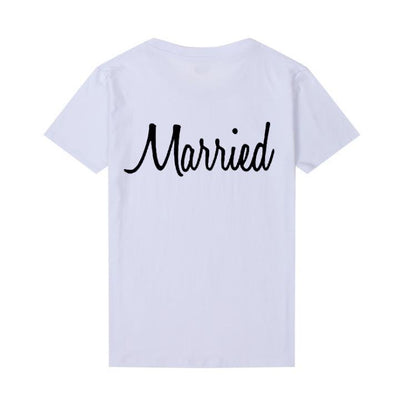 T Shirt Just Married Pour Couple - Married Blanc
