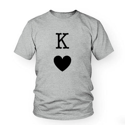 T-Shirt Couple Roi et Reine de Coeur Gris - Roi Coeur Noir - MatchingMood