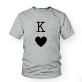 T-Shirt Couple Roi et Reine de Coeur Gris - Roi Coeur Noir - MatchingMood