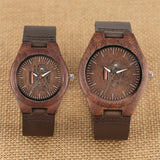 Montre Bois Bracelet en Cuir Véritable pour Couple