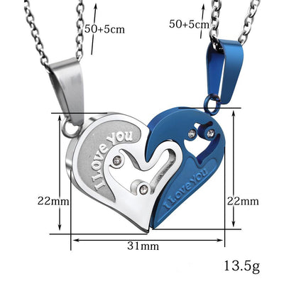 Collier Coeur Couple Cristaux dimensions