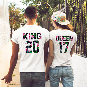T Shirt Couple King et Queen Roses